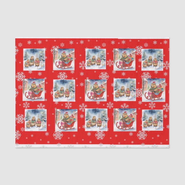 CAPYBARA XMAS TISSUE PAPER SEIDENPAPIER (Vorderseite)