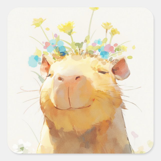 Capybara Zen Moment Quadratischer Aufkleber (Vorderseite)
