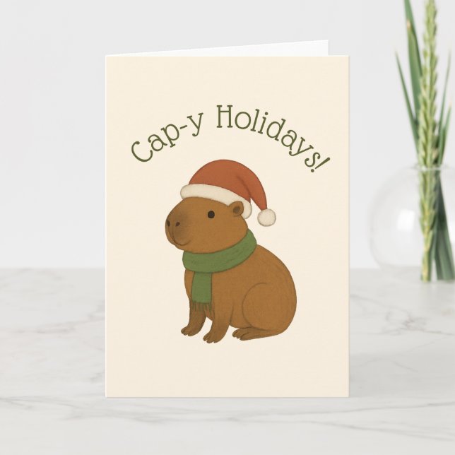 Capybara zu Weihnachten Karte (Vorderseite)