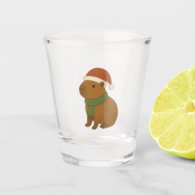 Capybara zu Weihnachten Schnapsglas (Vorderseite)