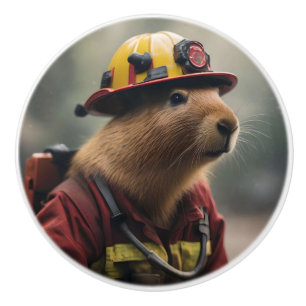 "Capybara zur Rettung: Feuerwehrmann Extraordinair Keramikknauf