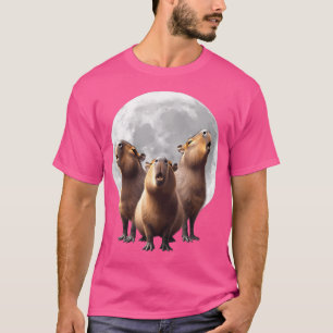 Capybaras Howling auf dem Mond Funny Capybara T-Shirt