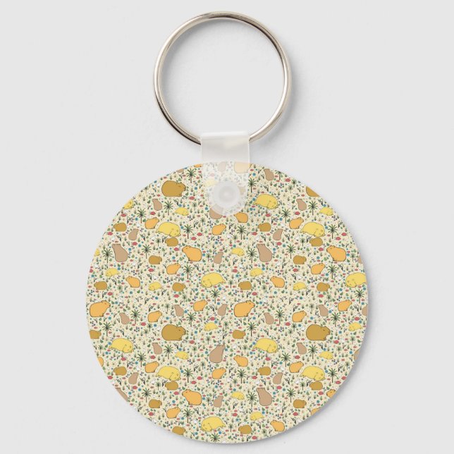 Capybaras in Gelb Schlüsselanhänger (Vorderseite)