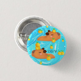 Capybaras in Wasser mit Orangen Button
