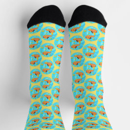 Capybaras in Wasser mit Orangen Socken