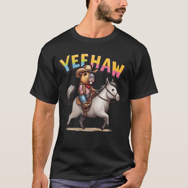 Capybaras Reitstühlen Capybara & Pferdefreunde T-Shirt (Vorderseite)