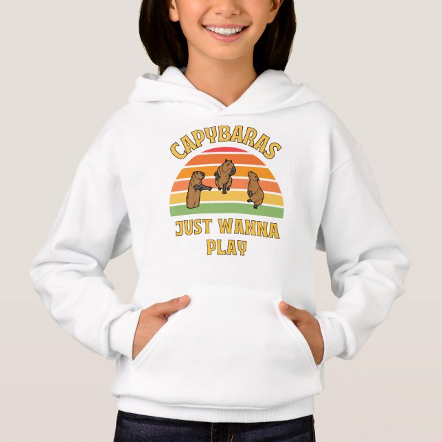 Capybaras will nur Slogan spielen Hoodie (Vorderseite)