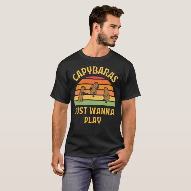 Capybaras will nur Slogan spielen T-Shirt (Vorne ganz)