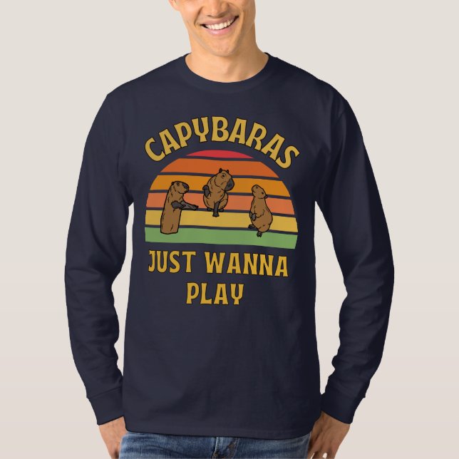 Capybaras will nur Slogan spielen T-Shirt (Vorderseite)