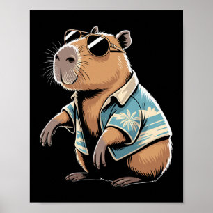 Capybyra-Fußballfan Cartoon-Illustration  Poster