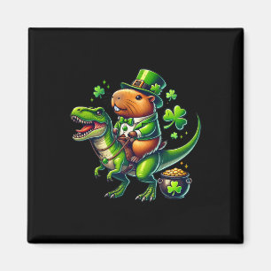 Capybyra Leperchaun Capyra Riding Trex St Patricks Magnet