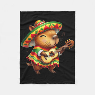 Capybyra Sombrero Guitar Cinco De Mayo Mexikanisch Fleecedecke
