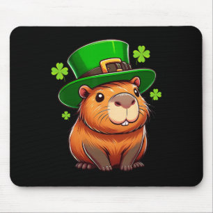 Capybyra St. Patricks Hut Leprechaun Lustig Irisch Mousepad