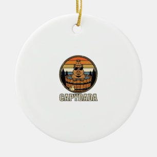 Capydada Capybara Vater Retro Whirlpool Vektordesi Keramik Ornament