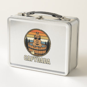 Capydada Capybara Vater Retro Whirlpool Vektordesi Metall Brotdose