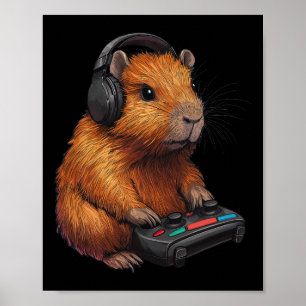 Capyra Gamer Gaming Spiel Lustige Grafik Poster