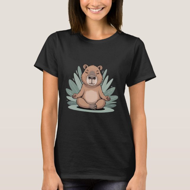 Capyra Meditating Cute Yoga Tee Yogi Meditation  (Vorderseite)