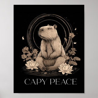 Capyra Peace Cute Yoga Poster