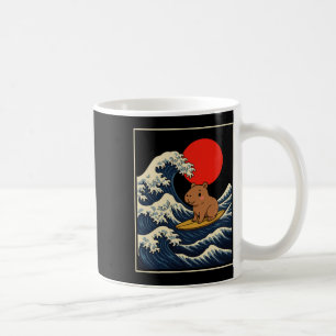 Capyra reitet Wellen unter rosa Himmel Lustiger So Kaffeetasse