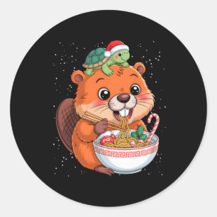 Capyra und Turtle Ckpack Ramen Kawaii Xmas Capira Runder Aufkleber