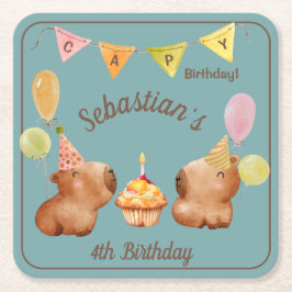 Capy's Niedlicher Geburtstag Fiesta Rechteckiger Pappuntersetzer