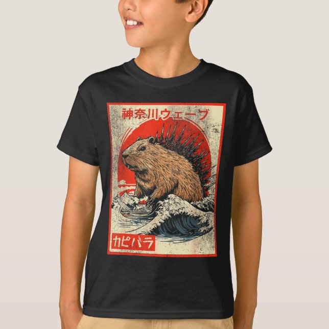 Capyzilla _ Kanagwa Wave Japan _ Cool Rodent Capyb T-Shirt (Vorderseite)