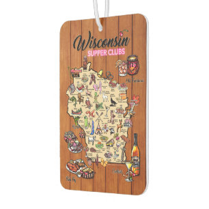 Car Air Freshener - Wisconsin Supper Club Karte Autolufterfrischer