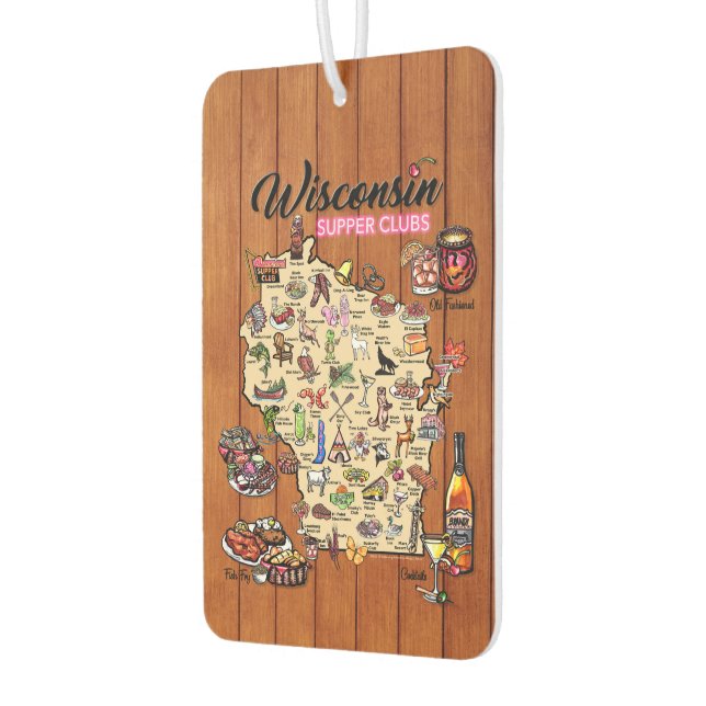 Car Air Freshener - Wisconsin Supper Club Karte Autolufterfrischer (Links)