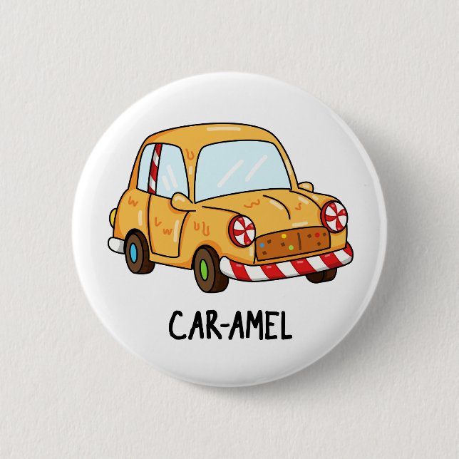 Car-amel Funny Candy Car Pun Button (Vorderseite)