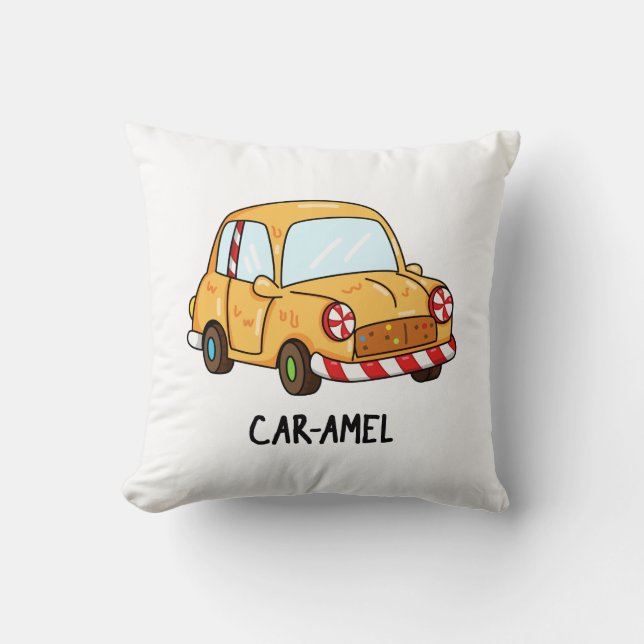 Car-amel Funny Candy Car Pun Kissen (Vorderseite)