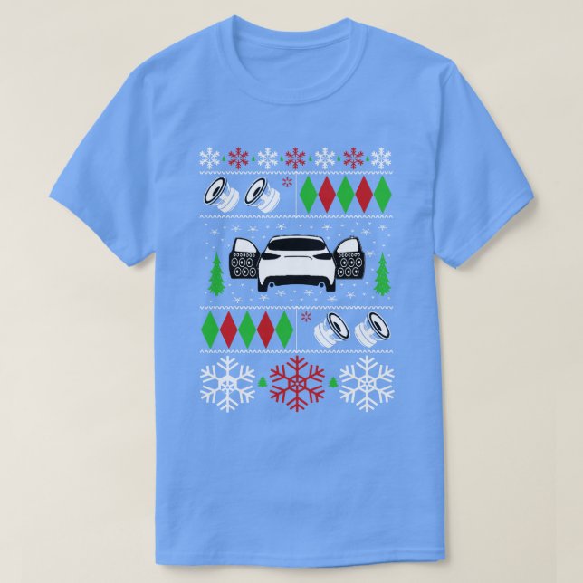 Car Audio Ugly Christmas Sweater Happy Holidays Se T-Shirt (Design vorne)