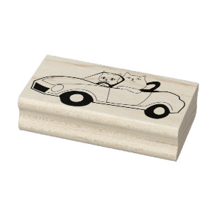 Car Cat Art Briefmarke Gummistempel