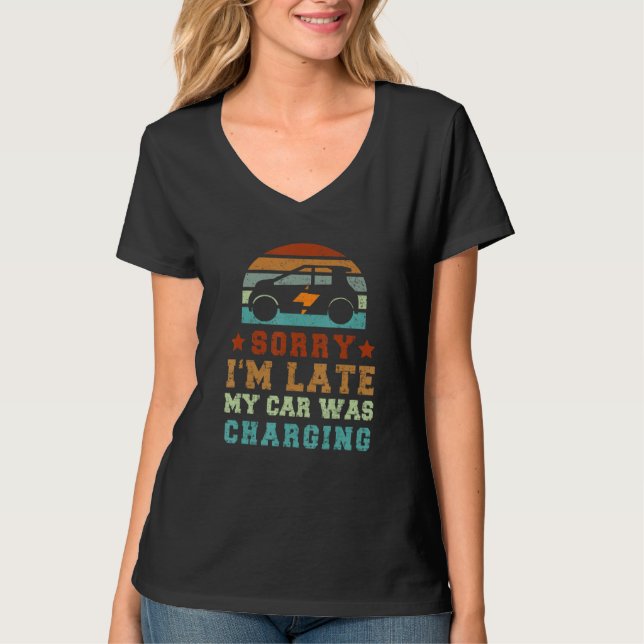 Car Charging Battery Electric Car Vehicle Automoti T-Shirt (Vorderseite)