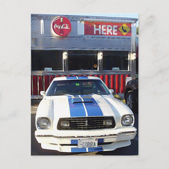 Car Cruise Night in Diner Postkarte (Vorderseite)