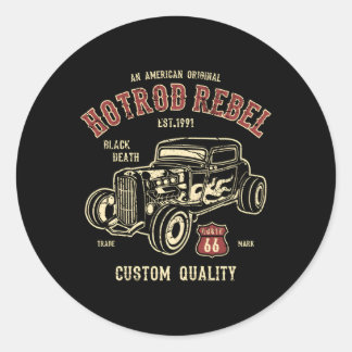 Car Hotrod Rebel Runder Aufkleber
