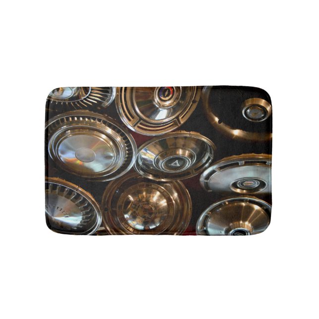 Car Hub Caps Man Cave Bathmat Rug Badematte (Vorderseite)