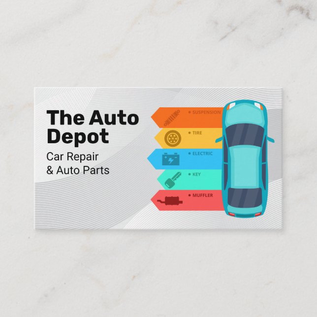 Car Infografik | Auto Parts Services Visitenkarte (Vorderseite)