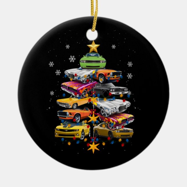 Car Madness Weihnachtsbaum Classic Muscle Cars Xma Keramik Ornament (Vorne)