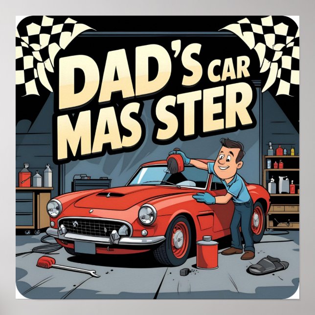 Car Master Vater Retro Digital Poster Print (Vorne)