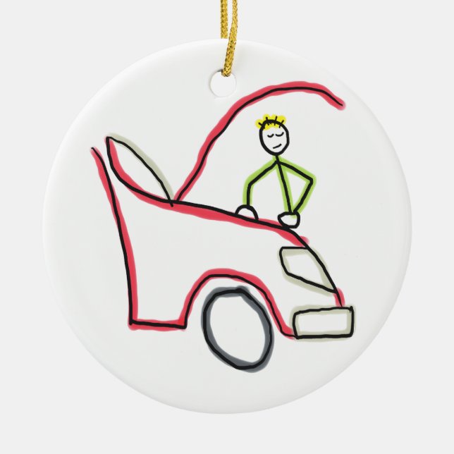 Car Mechanic Stickman Keramik Ornament (Vorne)