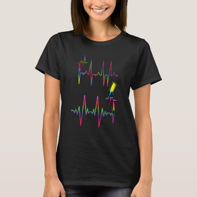 Car Painter Body Painter Spray Gun Heartbeat Ekg T-Shirt (Vorderseite)