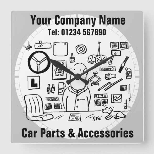 Car Parts & Accessories Quadratische Wanduhr (Vorderseite)