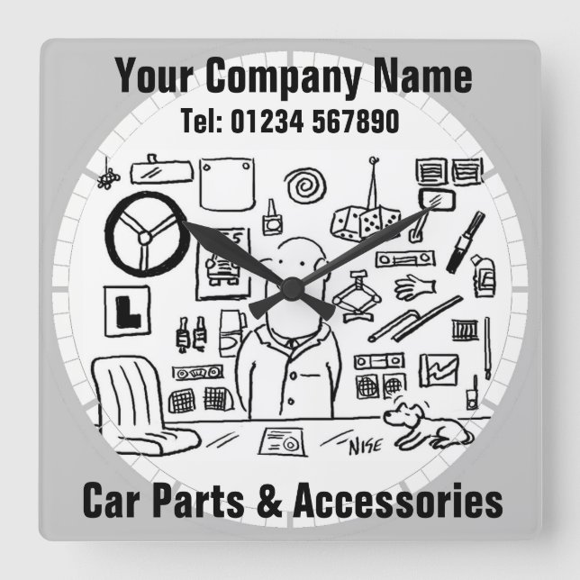 Car Parts & Accessories Quadratische Wanduhr (Vorderseite)