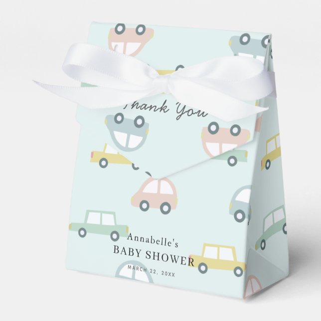 Car Pattern Blue Boy Baby Dusche Geschenkschachtel (Vorderseite)