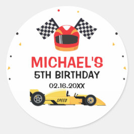 Car Racing Birthday Runder Aufkleber