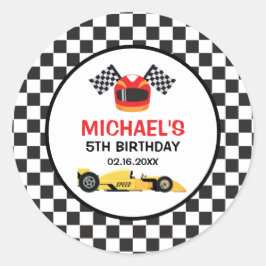 Car Racing Birthday Runder Aufkleber