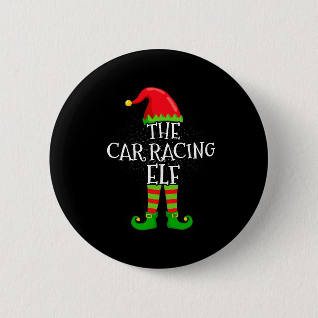 Car Racing Elf Family Matching Christmas Group  Button (Vorderseite)