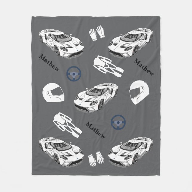 Car racing Fleece Blanket (Vorderseite)
