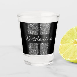 Car Racing Lover Silver Glitzer Streifen Name Schnapsglas