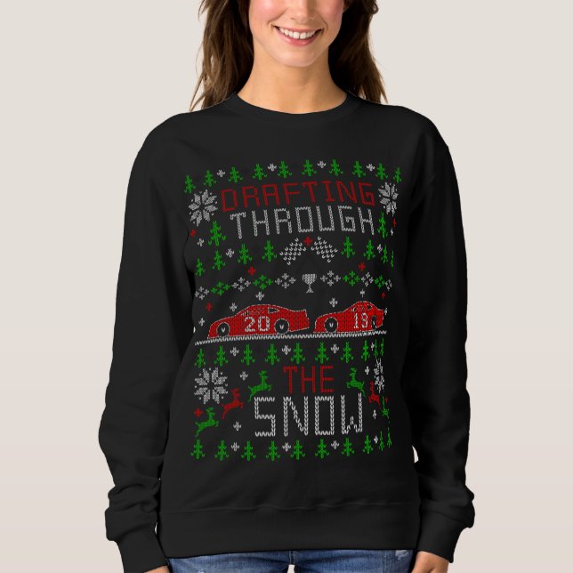 Car Racing Race Fan Funny Ugly Christmas Sweater P Sweatshirt (Vorderseite)